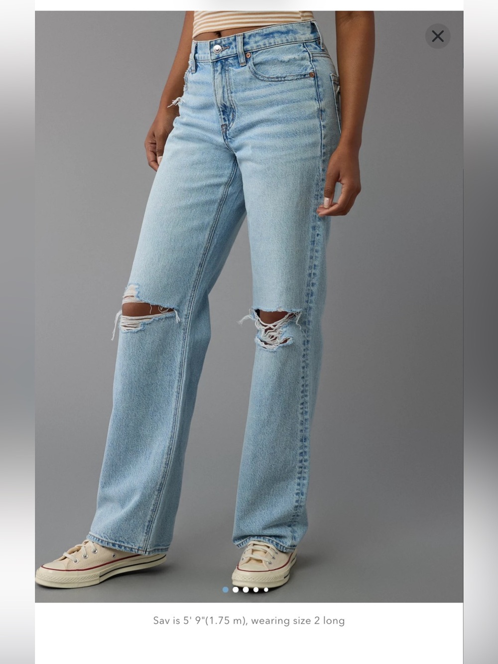 American Eagle Strigid Ripped High Waisted Stovepipe Jean